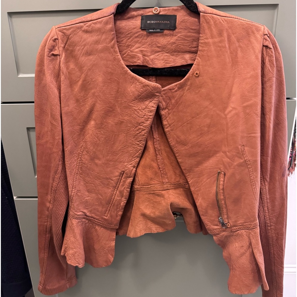 BCBG Super soft leather crop jacket